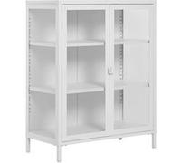 Vitrine 2 Portes Verre et Métal Blanc H101cm - HENDRA - ALTOBUY Blanc G