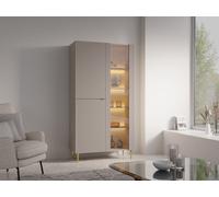 Vitrine 3 portes avec LEDs - Beige et doré - YESINIA