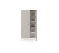 Vitrine 3 portes avec LEDs - Beige et doré - YESINIA