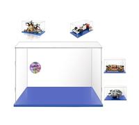 Vitrine 35x25x20 pour Lego Ayrton Senna,Friends Central Perk,Diorama,11375 | pour 10330,21319,75330,Faucon Millenium 75375,Minecraft 21186,Ninjago 71818,Transparent Acrylique,Facile Installer,Base Bleue