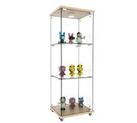 Vitrine 36,5/42,5/120 cm naturelle en MDF et verre avec LED et télécommande