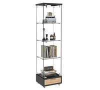 Vitrine 36,5/42,5/167 cm noire aus MDF et verre avec LED 13 couleurs