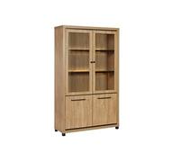 AltoBuy Vitrine 4 Portes avec LEDs Aspect Bois Finition Houston Oak poignées métal Noires - VASALY