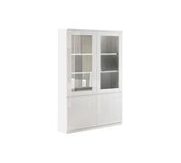 AltoBuy DEYTON - Vitrine 4 Portes Laquée Blanc Brillant avec LEDs