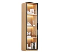 Vitrine 40/40/165 cm chêne en MDF avec LED multicolore et portes soft-close