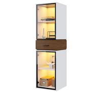 Vitrine 40/40/200 cm blanche en MDF avec LED multicolore