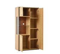Vitrine 40/77,5/150 cm naturelle en MDF avec éclairage LED