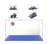 Vitrine 40x25x25 pour Vespa 10298,Blanche Neige 43242,Mario Kart 72037 | pour Lego 10269 10315 10317 21354 42160 75979 77984,Transparent Acrylique,Antipoussière,Facile Installer,Base Bleue