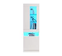 Vitrine 50/40/180 cm blanche en panneau de particules avec éclairage LED