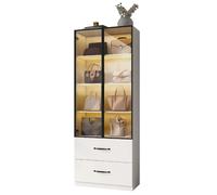 Vitrine 60/40/160 cm blanche en panneau de particules avec LED multicolore