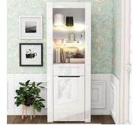Vitrine 60x35.5x165 cm avec Éclairage LED, Armoire a Dossiers Vitrine, Vitrine Salle a Manger avec Étagères, Armoire Haute, Blanc