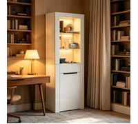 Vitrine 60x35.5x165 cm avec lumières LED, bibliothèque meuble de rangement avec étagères meuble de cuisine pour cuisine salon