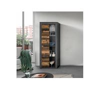 Vitrine 60x35x159 cm gris décor en bois brun - JAMO