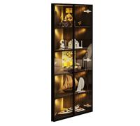 Vitrine 62/35/160 cm noir en MDF et verre avec LED intégrée
