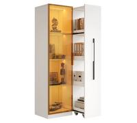 Vitrine 70/40/160 cm blanche en MDF avec LED intégrée et rangement latéral
