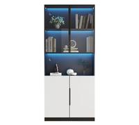 Vitrine 80/30/200 cm blanche aus panneau de particules avec LED réglable