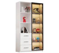 Vitrine 80/40/160 cm blanche en panneau de particules avec LED multicolore