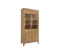 Vitrine à 4 portes avec éclairage LED, coloris Mélèze doré - Longueur 102 x Profondeur 47 x Hauteur 202 cm