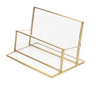 Vitrine à Cartes de Visite en Laiton et Verre, Bureau Professionnel | Organiseur Discret pour Cartes, Effet D’affichage, Usage Maison ou Bureau, Style Sobre pour Hommes et Femmes