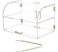 Vitrine à pâtisseries SucceBuy à 2 étages en acrylique transparent, vitrine de comptoir avec porte arrière magnétique et cloison amovible pour biscuits, desserts et beignets, 558 x 355 x 355 mm