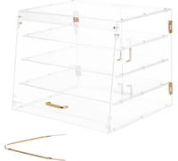 Vitrine à pâtisseries SucceBuy à 4 étages, vitrine commerciale en acrylique transparent, vitrine avec porte arrière magnétique et cloison amovible pour biscuits, desserts et beignets, 530 x 435 x 415
