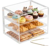 Vitrine à pâtisseries VEVOR à 3 étages, vitrine de boulangerie professionnelle en acrylique transparent, vitrine de comptoir avec porte battante et cloison amovible pour biscuits, desserts et beignets
