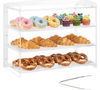 Vitrine à pâtisseries VEVOR à 3 étages, vitrine de boulangerie professionnelle en acrylique transparent, vitrine de comptoir avec porte battante et cloison amovible pour biscuits, desserts et beignets