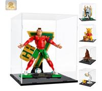 Vitrine Acrylique 3mm pour Collection Lego 43016 Ronaldo 43015 Messi Winnie l'ourson 43300 Talking Sorting Hat 76429 21357 Pixar 10338, Boîte Transparente Plexiglas et LED, Intérieur Noir 25x25x30cm