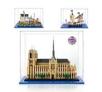 Vitrine Acrylique 50x30x40 pour Lego Notre Dame de Paris 21061 Neuschwanstein Chateau 21063 One Piece Bateau 75639,Grande Boîte de Présentation pour 31109 42670 60419 71411 76294 (Base Bleue)