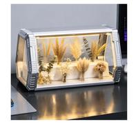 Vitrine Acrylique avec Bouton Capsule Spatiale displaybox | Boîte rangement empilable multicouche pour collections, vitrine miniatures modèles(With Light)