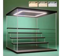Vitrine acrylique avec éclairage LED, 2/3/4/5/6 niveaux, transparente et étanche à la poussière, idéale pour exposer des objets de collection, des figurines et autres articles (noire, 5 niveaux, 31,5