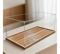 Vitrine Acrylique Boîte de Rangement Longue en Acrylique (20, 30, 40, 50, 60, 70, 85 cm) Vitrine Transparente pour Objets de Collection, Socle en Bois Brossé(75x55x55cm/30x22x22in)