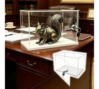 Vitrine Acrylique Boîte Rectangulaire Allongée Acrylique Transparent Serrure, Vitrine Plastique Figurine Vintage Laiton, Présentoir Rangement Trophées Objets Collection(35x35xH25cm/14x14x10in)