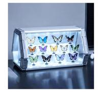 Vitrine Acrylique Capsule Spatiale pour Objets Collection | Boîte rangement transparente LED intégrée, Souvenirs sportifs/ Fait main avec vitrine(Silver,A)