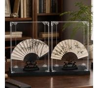 Vitrine Acrylique Lot De 2 Vitrines En Acrylique Avec Socle En Bois Noir | Vitrine Pour Figurines, Conception À Rainure Encastrée, Idéale Pour Bureau, Cabinet De Travail Ou Appartement