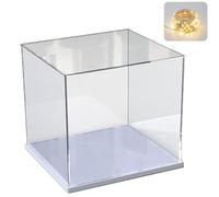 Vitrine Acrylique pour Collection pour Lego 10309 21265 75328 76428 Helmet Figurine, Épaissie Boite Transparente Cube Vitrines et Rangements avec Lumière, Blanc Intérieur 20x20x20cm