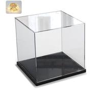 Vitrine Acrylique pour Collection pour Lego 10309 21265 75328 76428 Helmet Mini Figurine, Épaissie Boite Transparente Cube Vitrines et Rangements avec Lumière, Noir Intérieur 20x20x20cm