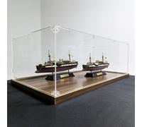 Vitrine Acrylique Vitrine Acrylique Extra Longue Maquette Bateau, Boîtes Transparentes Haute Définition Base Bois Épais, Grands Bacs Rangement Étanches(40x25xH15cm/16x10x6in)