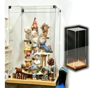 Vitrine Acrylique Vitrine Empilable Haute en Acrylique avec Base en Bois, Boîte de Connexion Triangulaire Métal pour Présentation, Meuble Rangement Figurines Collection(30x50xH55cm/12x20x22in)