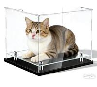 Vitrine Acrylique, Vitrine Exposition Transparent, pour Lego Vitrine Figurine, Vitrine Voiture Miniature,Boîte d'affichage étanche à la Poussière (Base Noire+étagère Flottant, 30x29.5x30CM)