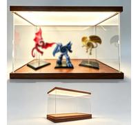 Vitrine Acrylique Vitrine Lumineuse en Acrylique avec Cadre Bois 20 25 30 35 45 50Cm, Grande Vitrine Figurines Objets Collection, Boîte Rangement Transparente Empilable(40x40xH35cm/16x16x14in)