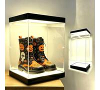 Vitrine Acrylique Vitrine Lumineuse LED Transparente en Acrylique, Vintage Rangement Plusieurs Casques Miniatures Baseball, Grande Boîte Rangement Rectangulaire Assembler(30x50xH50cm/12x20x20in)