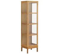 Vitrine ALTOBUY CACERES 1 porte 3 étagères chêne et MDF placage chêne 47x40xH180cm Marron