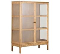 Vitrine ALTOBUY CACERES 2 portes vitrées en chêne et MDF placage chêne 90x40xH126cm Marron Marron