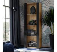 Vitrine Armoire Komodee TIVOLI - sans LED - Noir et Bois naturel - 55 x 159 x 35 cm