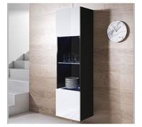 Vitrine Armoire LED - LUKE - V6 - Noir et Blanc - 1 porte - 4 compartiments - 40x165cm