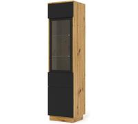 Vitrine Aura 1DS Armoire universel: debout ou suspendu chêne artisan / noir mat