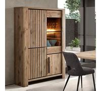 Vitrine avec LED 120cm couleur chêne clair SANTORINI