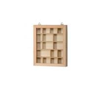Vitrine Avec Plexiglas - 23x28x2,9 Cm - 17 Cases - Bois