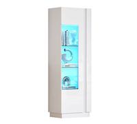 Vitrine avec porte en acrylique,vitrine brillante avec éclairage LED,3 étagères en verre,buffet haut,meuble de